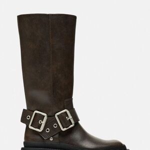 Zara Brown Combat & Moto Boots